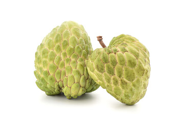 Sugar apple or annona squamosa fruits isolated on white background.