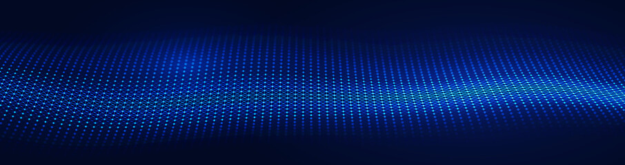 Technology background vector illustration. Digital blue web banner. Sound waves and motion waves.