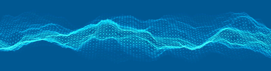 Technology background vector illustration. Digital blue web banner. Sound waves and motion waves.