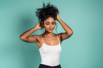 Pretty Hispanic Woman in Studio