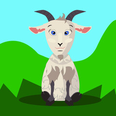 Cute goat. Funny illustration for kids. Poster for children's creativity.