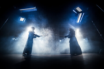 kendo. fighter getting ready for a fight