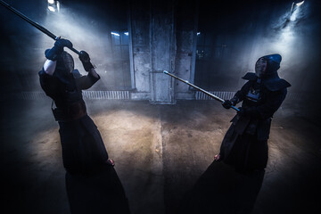 kendo. fighter getting ready for a fight