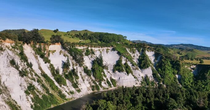 Flying close to rugged cliff face Rangitikei River Mangaweka - New Zealand