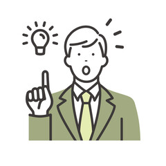 スーツ姿の若いビジネスマン　アイディアの閃き