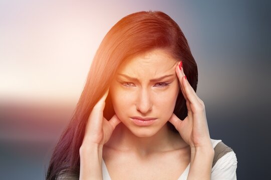 Healthcare concept, woman hand on face as suffering from facial pain, mumps or toothache