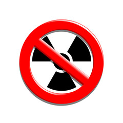 Radiation prohibition sign. Illustration of a sign prohibiting radiation on a white background