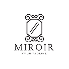 Vintage mirror logo simple ornament design template