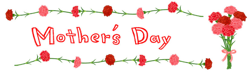 母の日　Mother's Day 手書きロゴと飾り罫