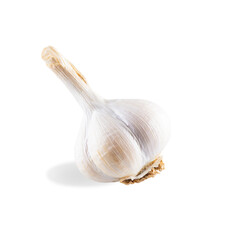 Ripe garlic isolated on white background.