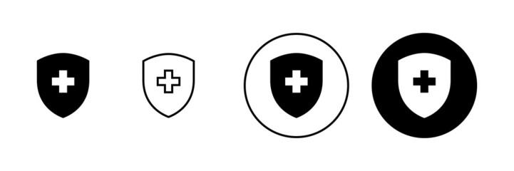 Health insurance icons set. Insurance health document sign and symbol