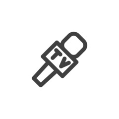 Tv reporter microphone line icon