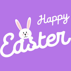 Happy easter card on purple background