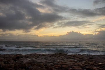 Morning sunrise over the ocean in the south coast of South Africa