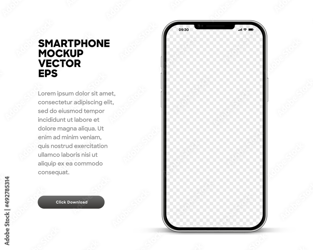 Poster 3d high quality vector smartphone mockups. Ultra realistic mobile device UI UX mockup for presentation template. Cellphone frame with blank screen isolated templates. 3d isometric illustration.