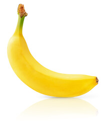 Yellow banana with clipping path isolated on white background.