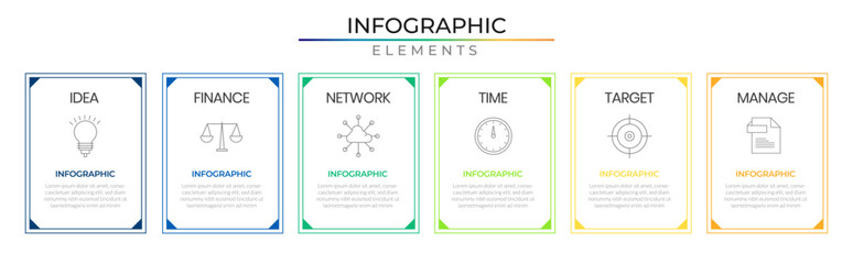 Rectangle business infographic plan concept design vector with icons. Roadmap timeline network project template for presentation and report.