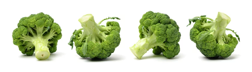 Afwasbaar behang Verse groenten Broccoli geïsoleerd op witte achtergrond
