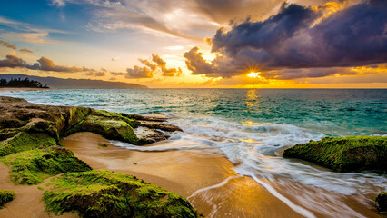 sunset on the beach © osman