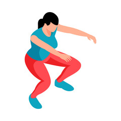 Fototapeta na wymiar Crouching Woman Fitness Composition