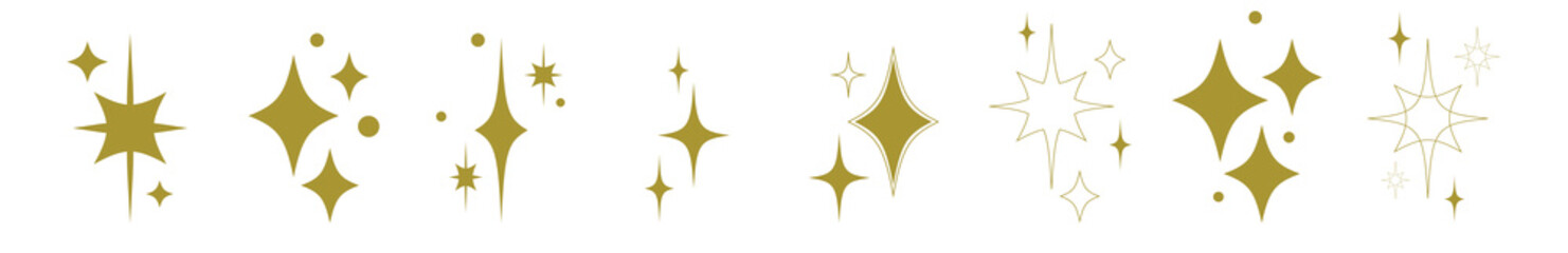 Obraz premium Shine gold sparkle icon, aesthetic logo, social media decoration. Vector illustration 