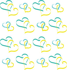 Simple abstract pattern peace motif wallpaper for Ukraine.Seamless background. Bright background with hearts in the national colors of Ukraine. Vector and jpg format.