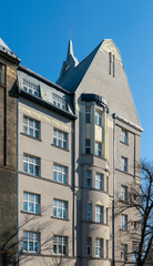 Fototapeta na wymiar Fragment of Art Nouveau architecture style of Riga city , Latvia