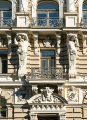 Fragment of Art Nouveau architecture style of Riga city , Latvia