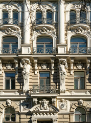 Fragment of Art Nouveau architecture style of Riga city , Latvia