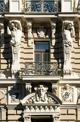 Fragment of Art Nouveau architecture style of Riga city , Latvia