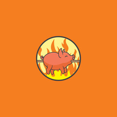 Grill Pig Logo Design Illustration