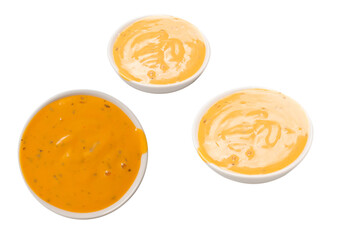 Sauce in a bowl isolated on white background.