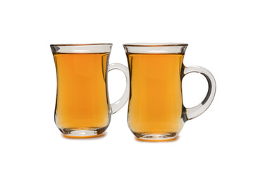 A turkish glass of tea isolated on white background.