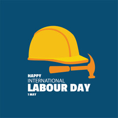 Vector congratulations for International Labor Day. simple and elegant illustration. hand holding hammer