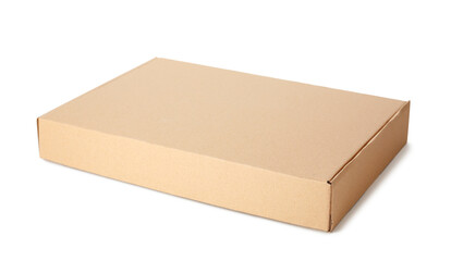 One closed cardboard box isolated on white