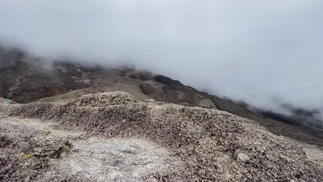 4K POV Footage walking between Barranco and Karanga Camps on cca 4100m altitude. Umbwe route to the highest African continent mountain 5895 m. Tanzania