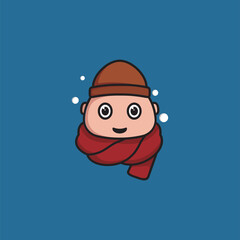 Cartoon Boy Winter Mascot Logo Design