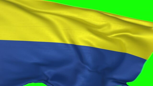 Loop of the flag of Ukraine fades in on a green background, perfect for easy typing. The flag of Ukraine flutters. Celebration of National Independence Day. Patriotic symbol of Ukraine