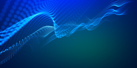 Futuristic coding or Artificial Intelligence concept. science fiction background of glowing particles with depth of field and bokeh. artificial intelligence. abstract technology background.