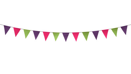 Colorful bunting party flags isolated on white background