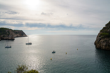 Cala Macarelleta, Menorca. September 2021. Paradise beach on the island of Menorca. Perfect place to relax and enjoy nature in summer.
