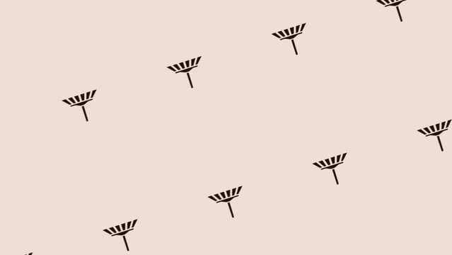 animation of spinning broom icon on light pastel background