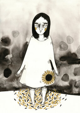Girl and a sunflower