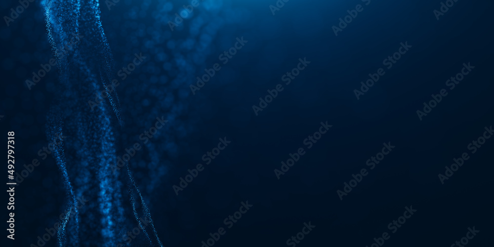 Wall mural wave dot particular line background. digital dot wave particular concept. digital technology connect