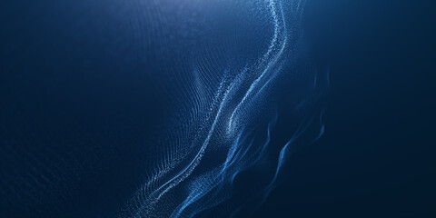 Wave dot particular line background. Digital dot wave particular concept. Digital technology connects background. Big data technology.