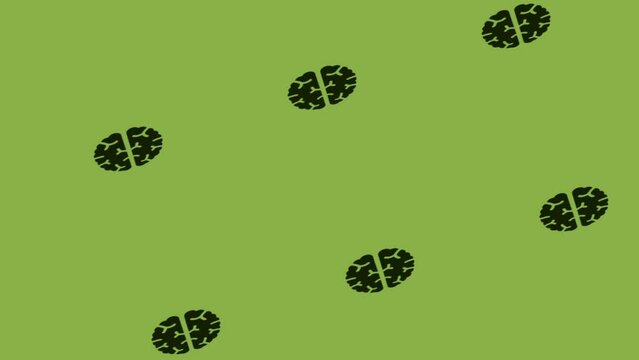spinning brain icon animation on green background