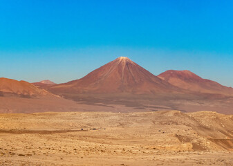 Fototapeta na wymiar The famous Licancabur volcano, part of the Andean Central Volcanic Zone, San Pedro de Atacama, Chile