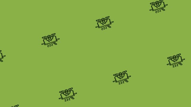 boiling saucepot icon animation rotating on green background