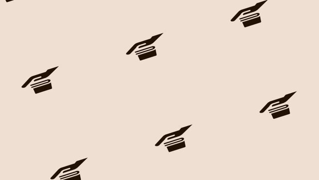 animation of spinning hand and book icon on light pastel background