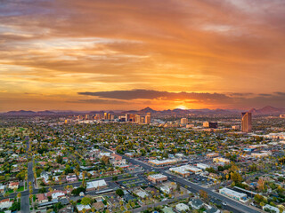 Phoenix, Arizona, VS Drone Downtown Skyline Antenne